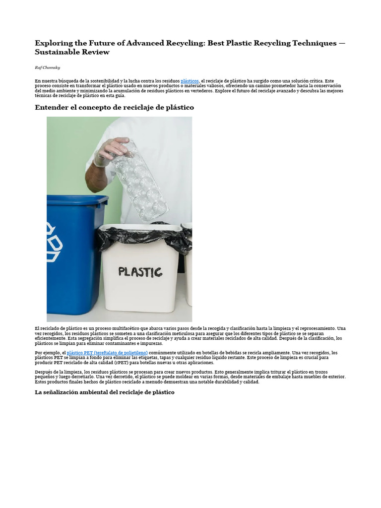 Técnicas Avanzadas de Reciclaje de Plástico | PDF | Reciclaje | El plastico