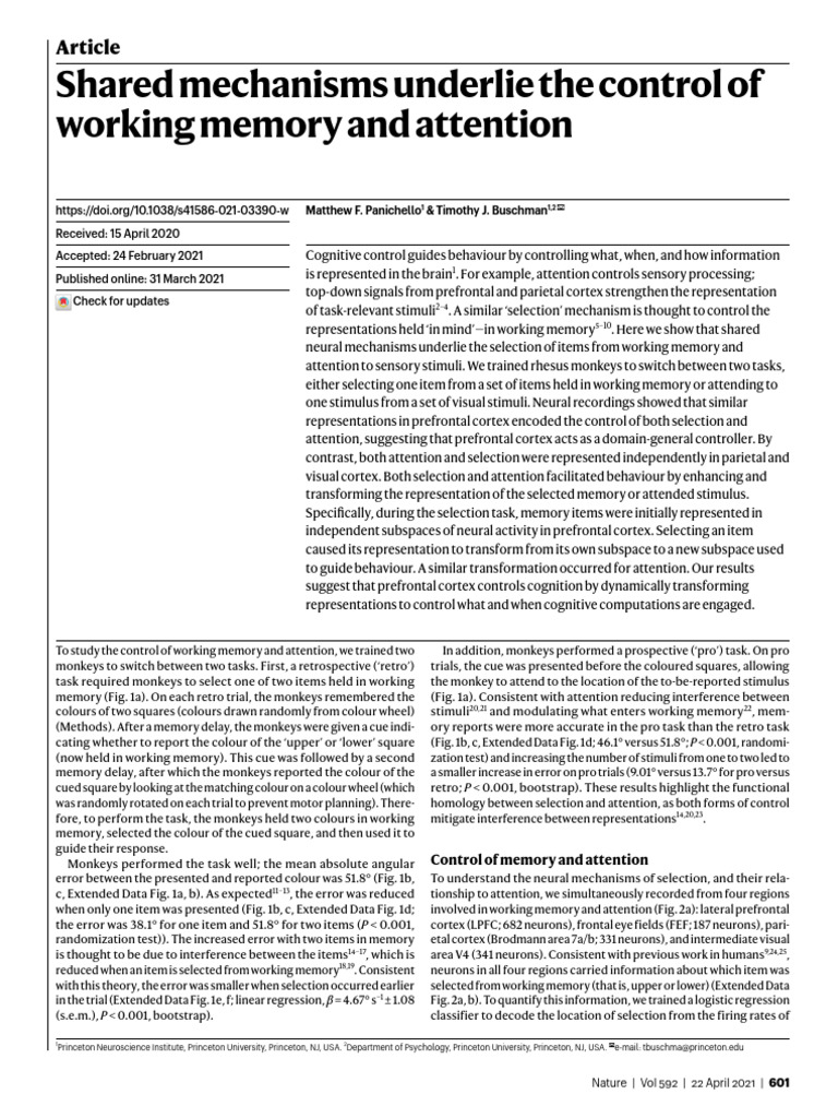 Neural Mechanisms of Memory and Attention | PDF | Attention | Memory