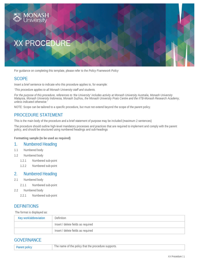 Procedure Template FINAL and FOR USE | PDF | Committee | Policy