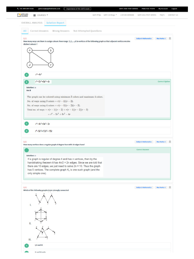 Practice Test-1 Graph Theory | PDF