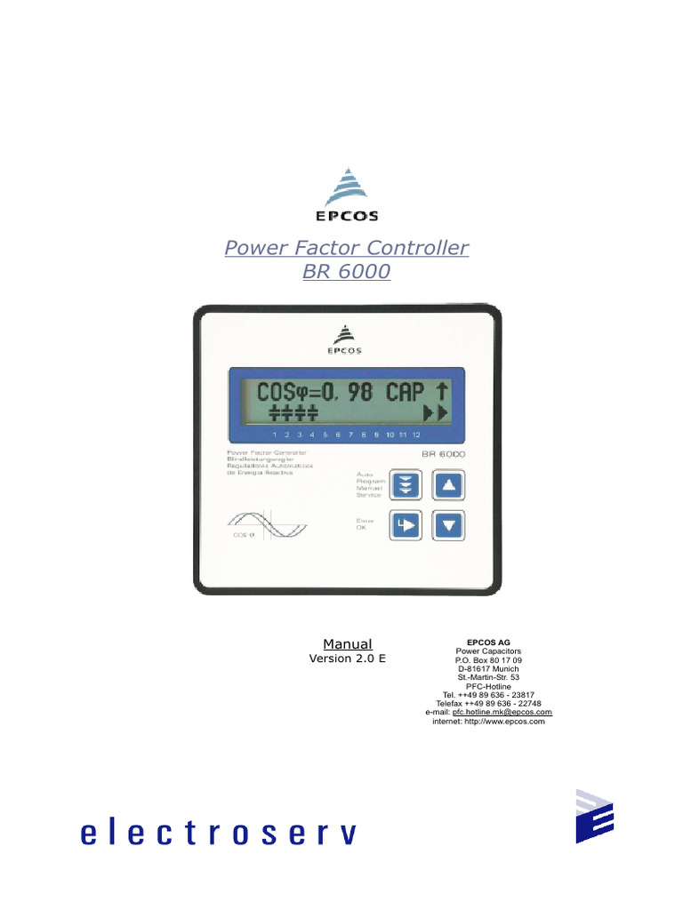 BR 6000 Power Factor Controller Manual | PDF | Relay | Capacitor