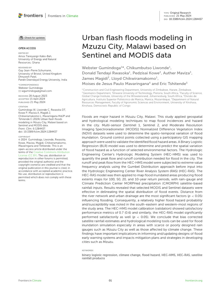 fclim-06-1284437 | PDF | Flood | Drainage Basin