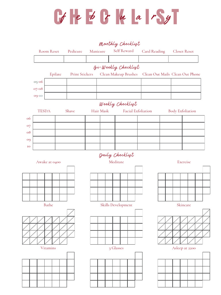 February Self-Care Checklist | PDF