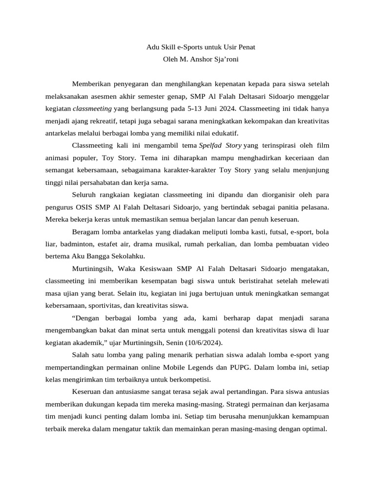 Adu Skill e_Sports untuk Usir Penat | PDF