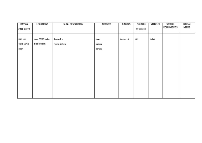 DAY SHEET Template | PDF