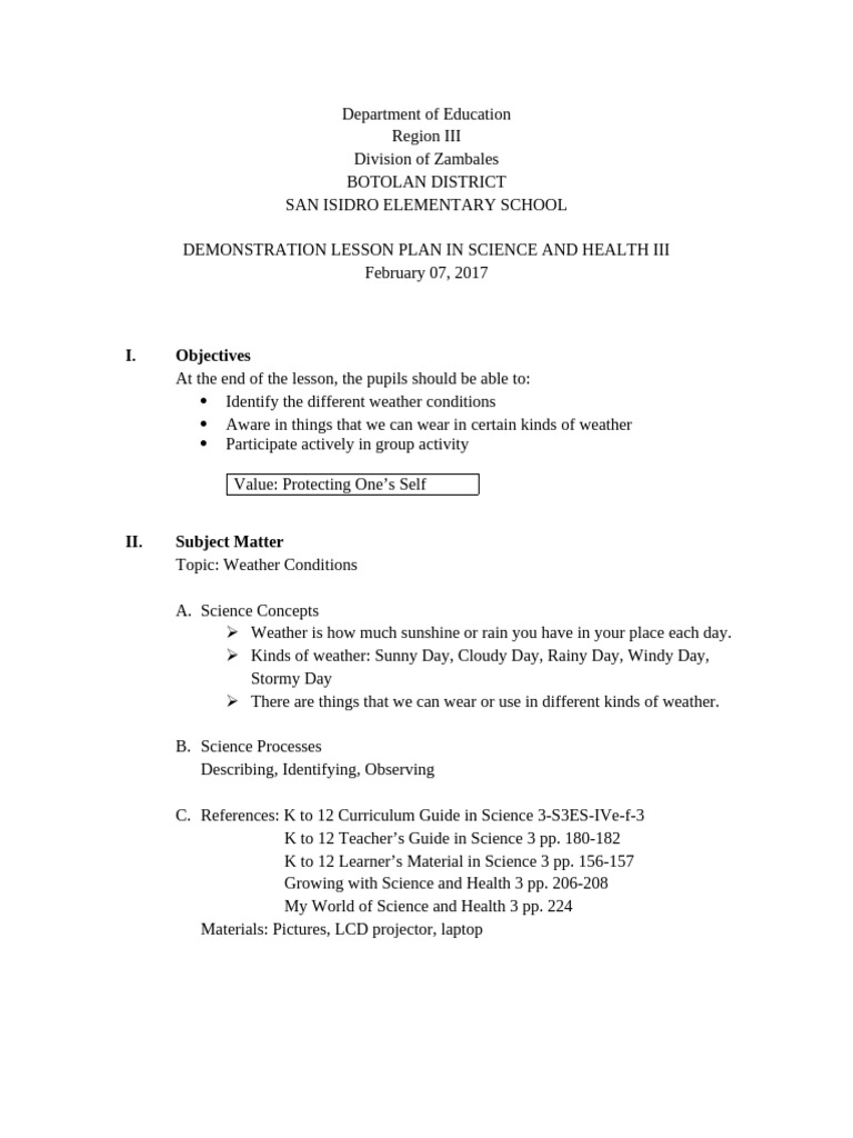Detailed Lesson Plan Science 3 | PDF | Cloud | Weather