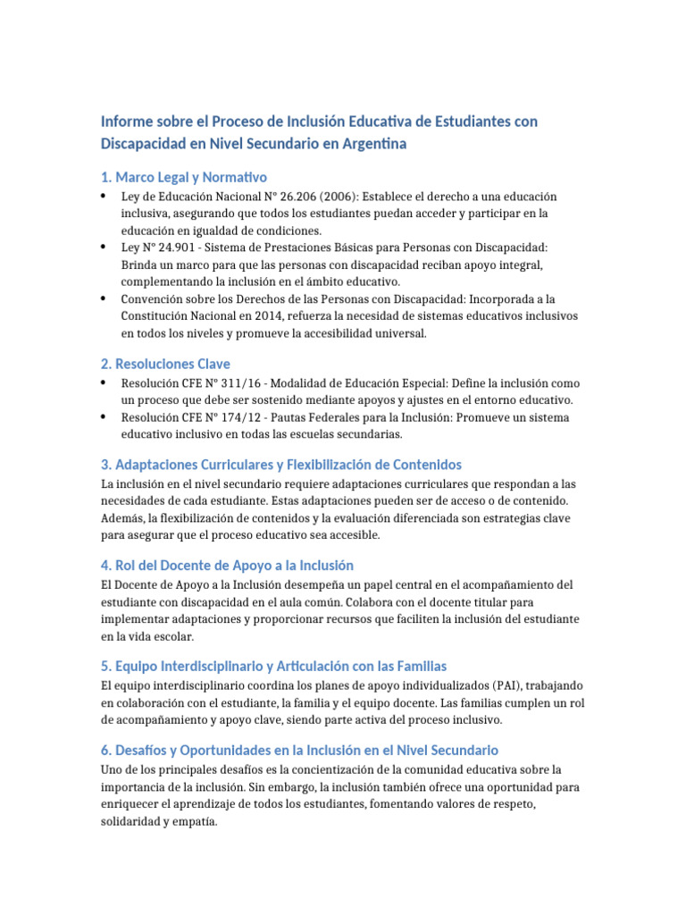 Inclusión Educativa en Secundaria Argentina | PDF | Inclusión ...