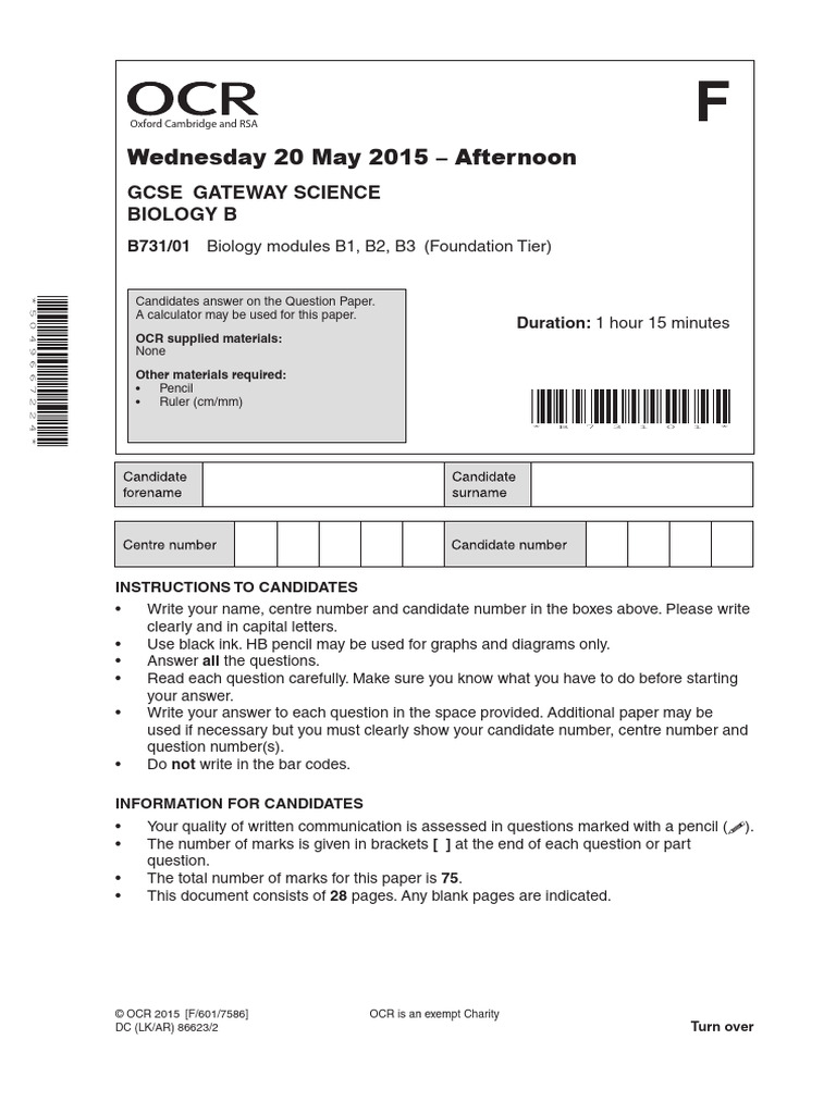 GCSE Biology Exam Instructions | PDF | Smoking Cessation | Mouse