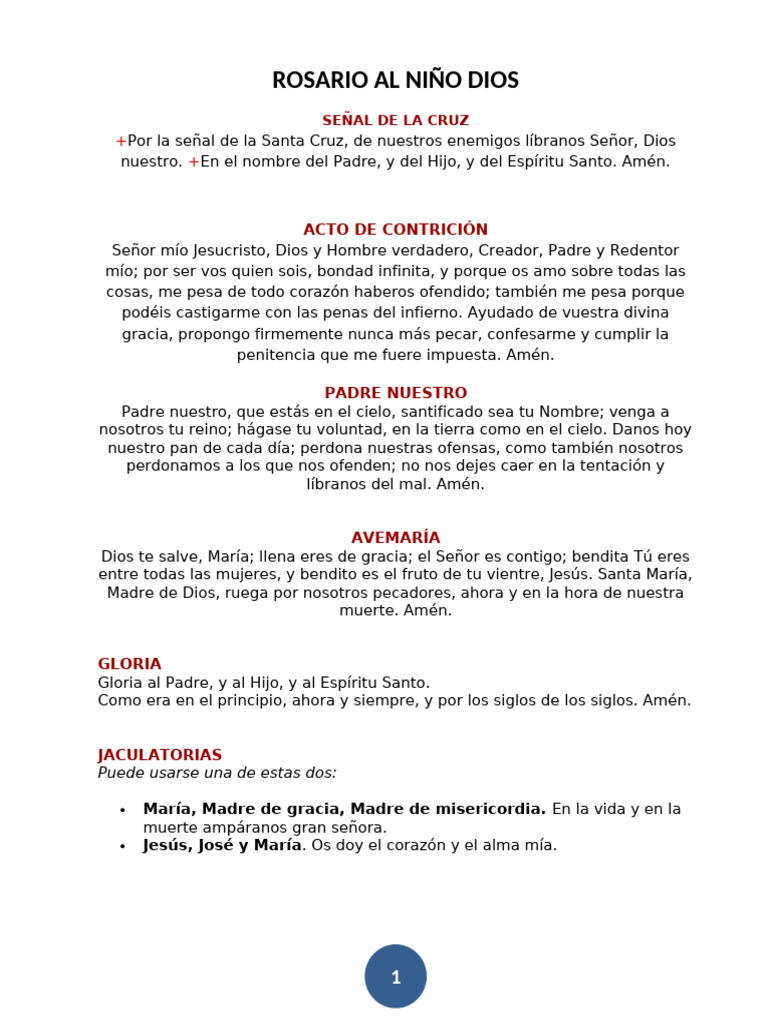 Rosario a la Virgen María y Niño Jesús | PDF | María, madre de Jesús ...