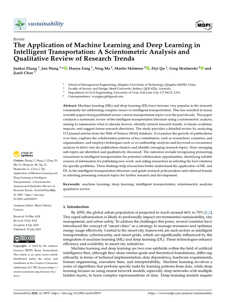 Machine Learning in Intelligent Transportation | PDF | Machine Learning ...