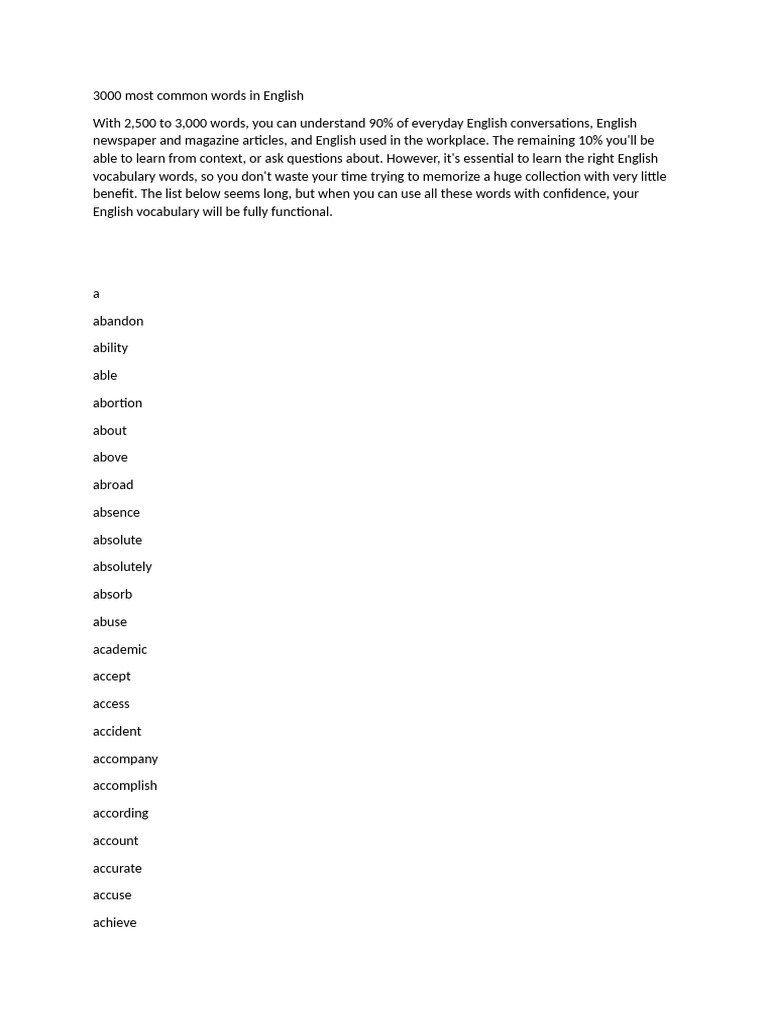 3000 Essential English Vocabulary Words | PDF | English Language ...