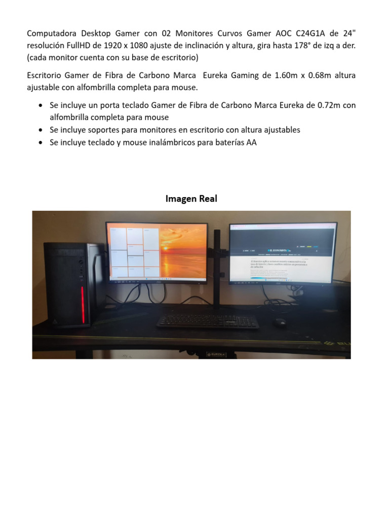Computadora Gamer con Monitores Curvos AOC | PDF