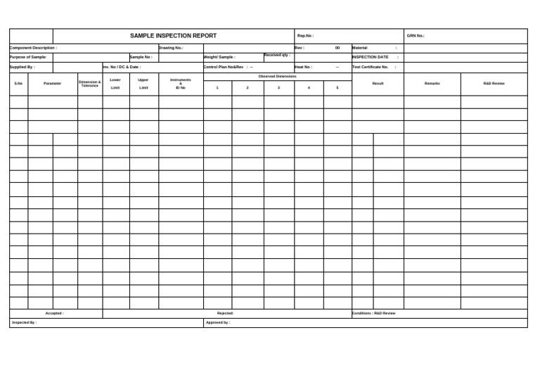 Sample Inspection Report Template | PDF