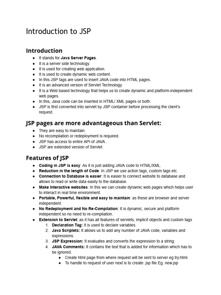Introduction to Java Server Pages | PDF | Java (Programming Language ...