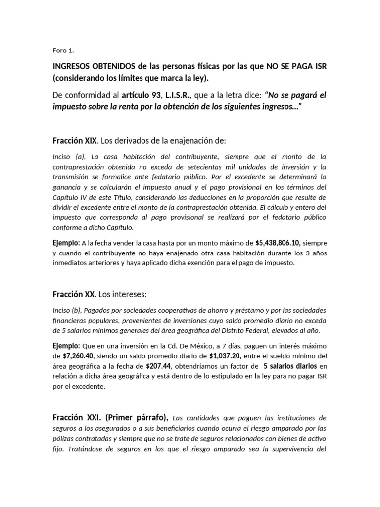 Ingresos Exentos de ISR en México | PDF | Seguro | Impuesto sobre la renta