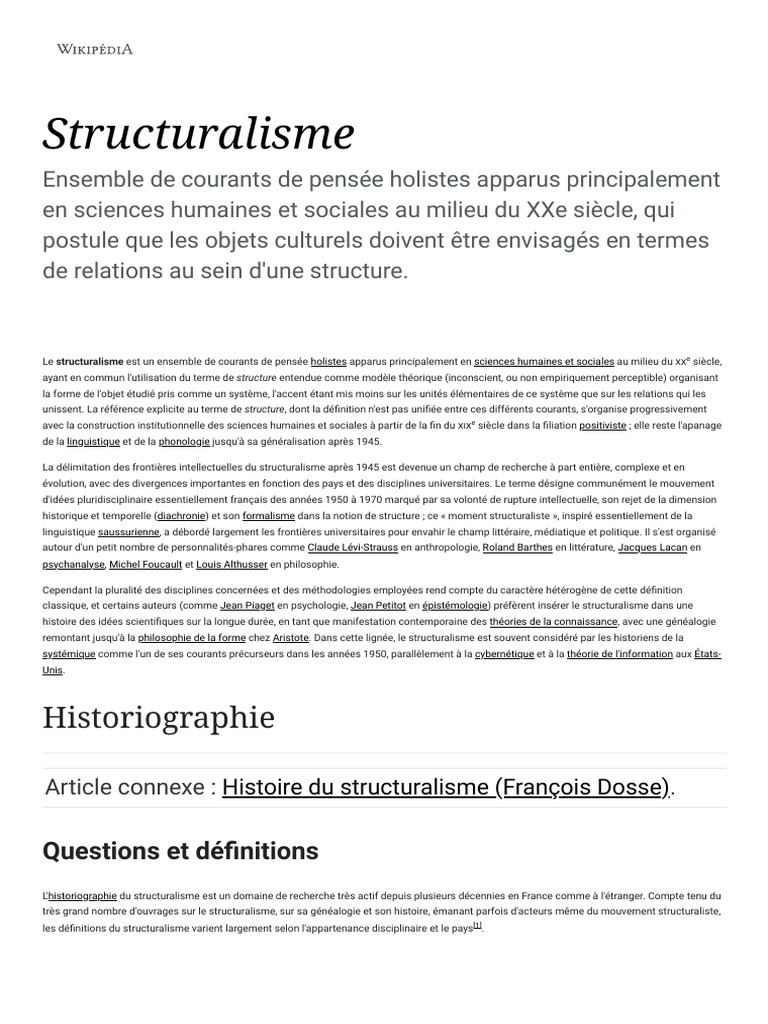 Introduction au structuralisme | PDF | Enseignement des Arts libéraux