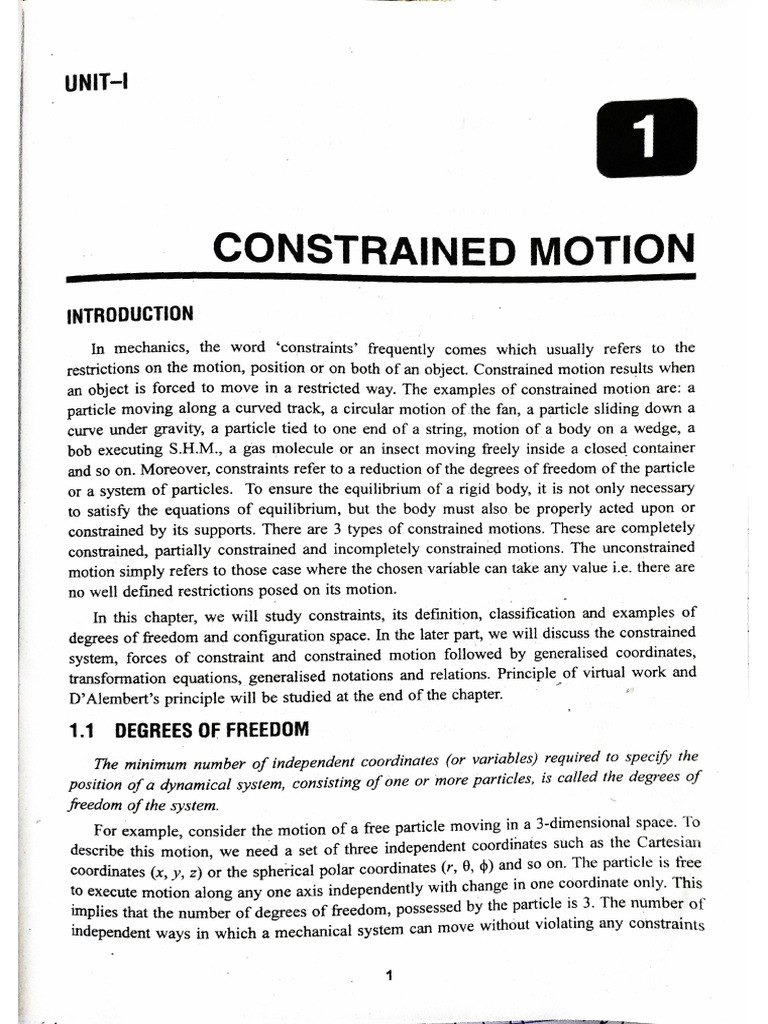 Classical Mechanics Unit 1 | PDF