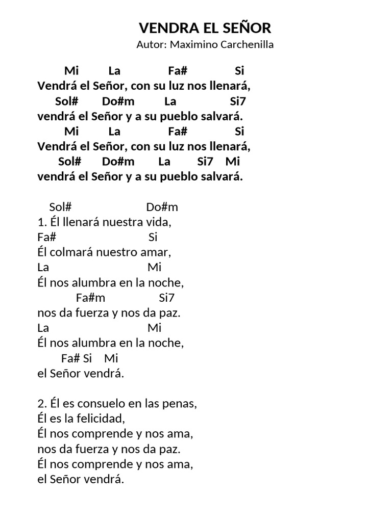 Vendrá el Señor: Letra y Mensaje | PDF