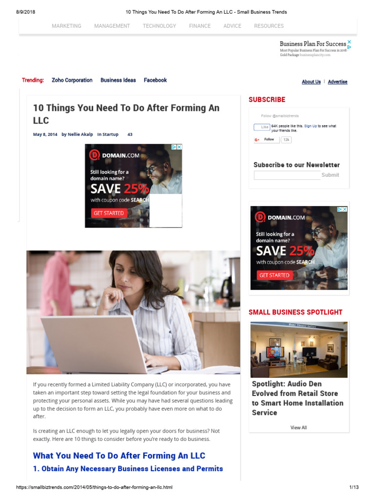 10 Things You Need To Do After Forming An LLC - Small Business Trends ...