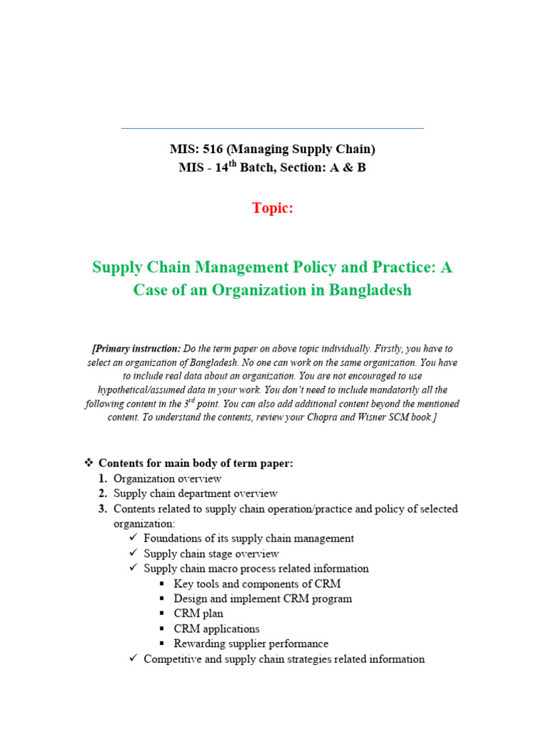 Supply Chain Management in Bangladesh | PDF | Logistics | Supply Chain