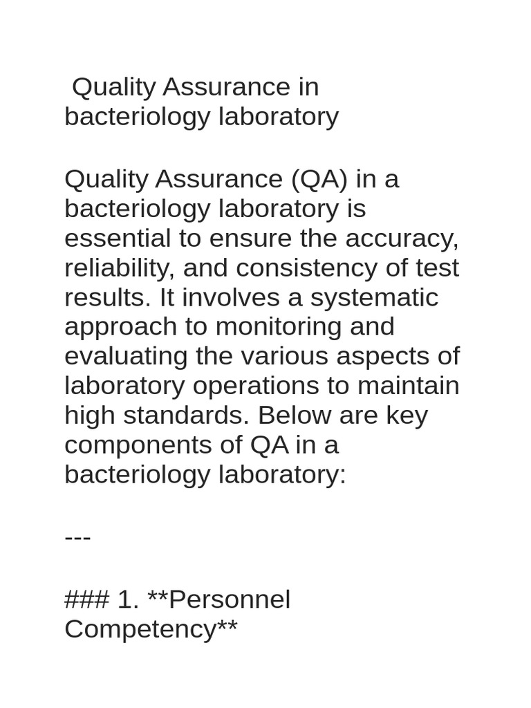 Quality Assurance in Bacteriology Labs | PDF | Quality Assurance ...