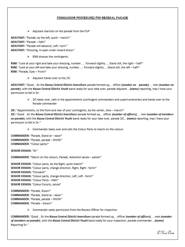 General Parade Command Procedures | PDF | Military | Military Life