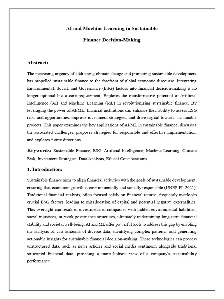 AI & ML Transforming Sustainable Finance | PDF | Artificial ...
