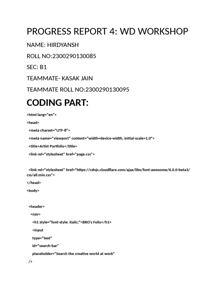 Progress Report 1day4 | PDF