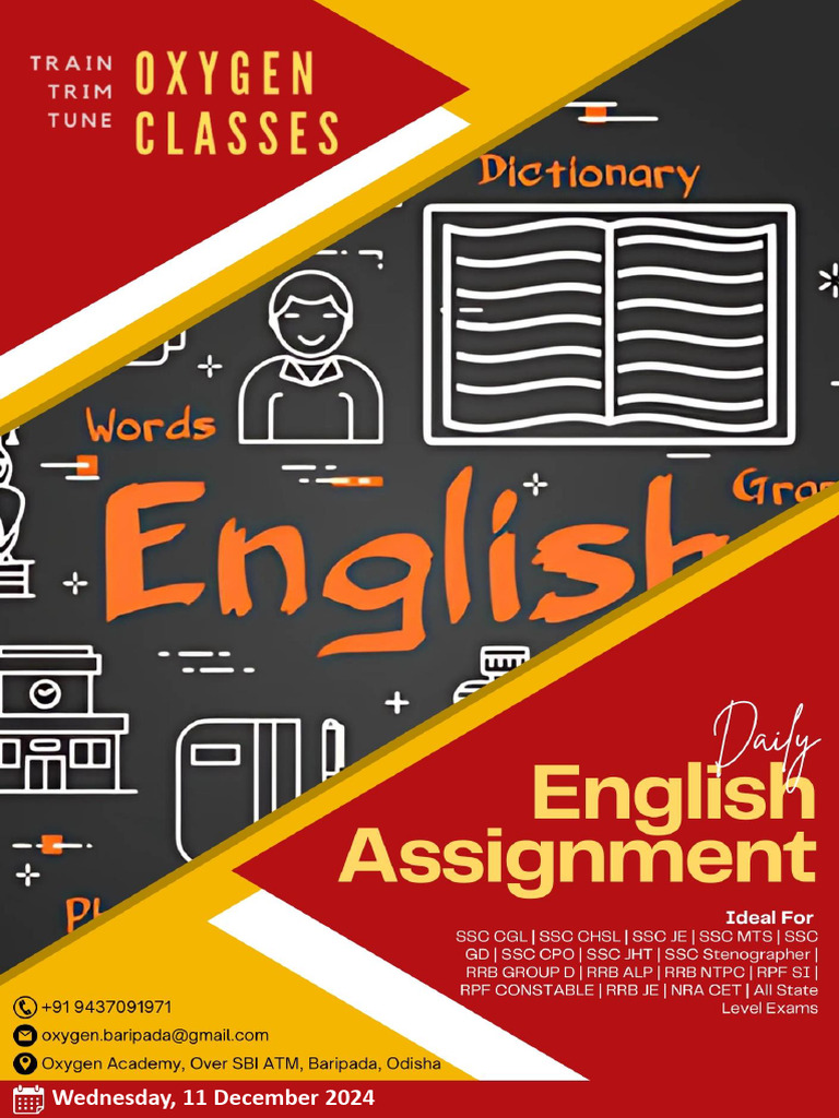 11 Dec 24 - Oxygen Academy Daily SSC English Assignment E | PDF