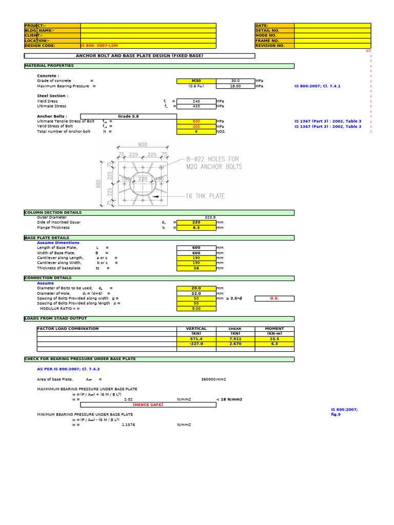 Anchor Bolt and Base Plate Design Guide | PDF | Screw | Stress (Mechanics)
