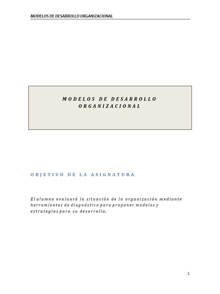 Modelos de Desarrollo Organizacional Semana 1 | PDF | Sistema | Business
