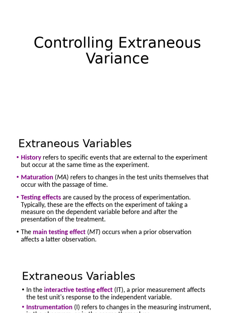 Controlling Extraneous Variables in Research | PDF | Experiment ...