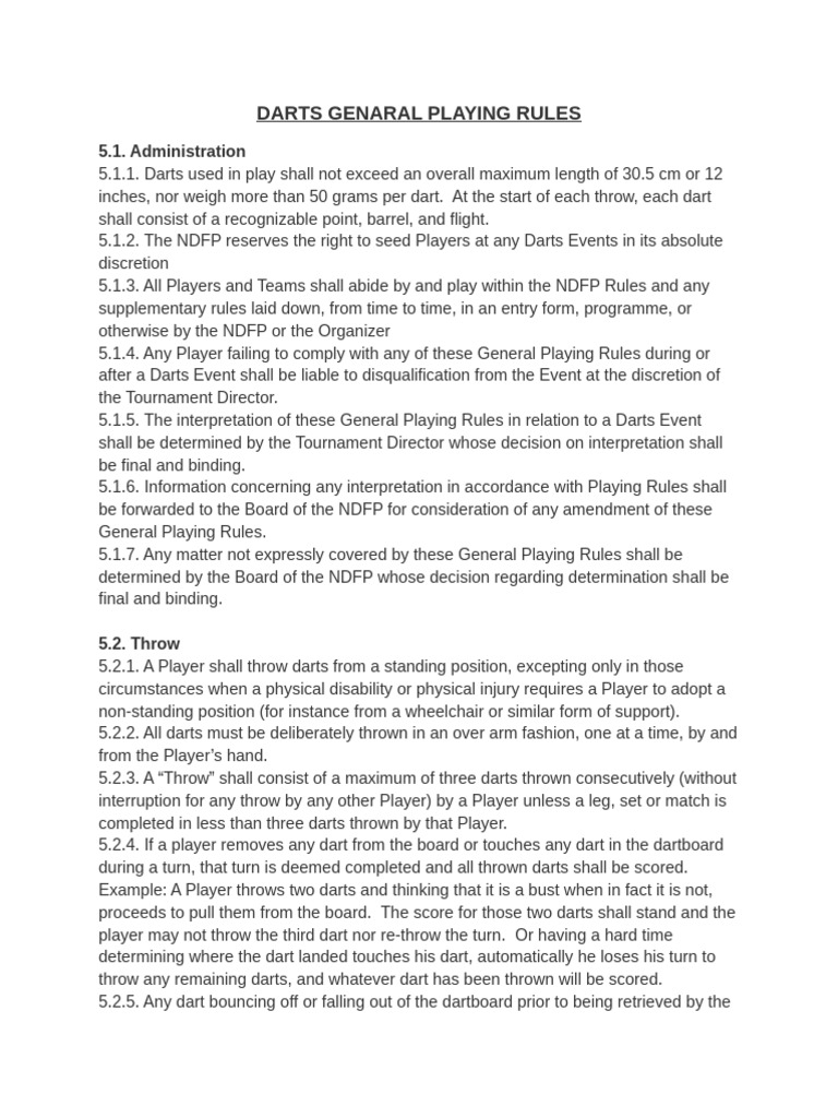 Darts General Playing Rules Guide | PDF | Copyright | Justice