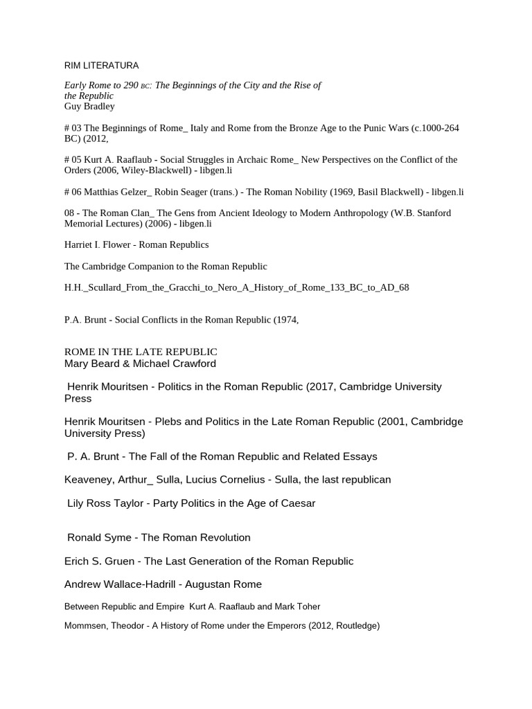 Rim Literatura | PDF | Ancient Rome | Roman Republic