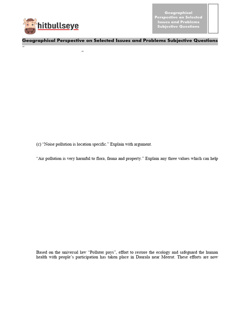 Geographical Perspective On Selected Issues and Problems Subjective ...