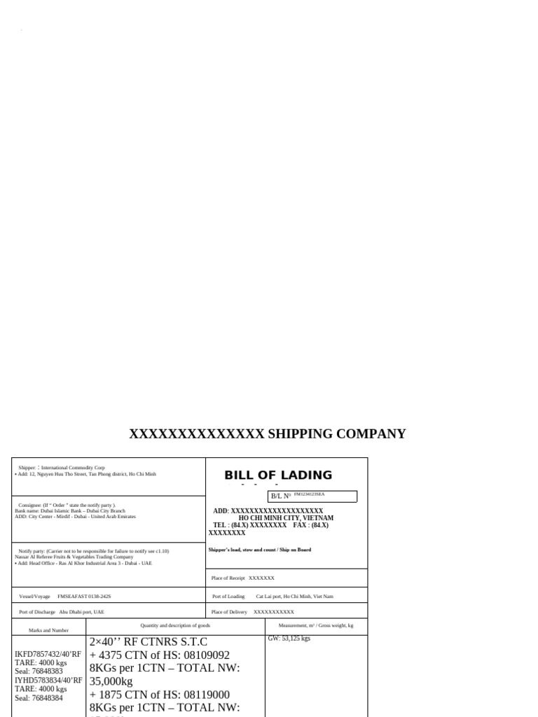 BL form 1 | PDF | Bill Of Lading | Cargo