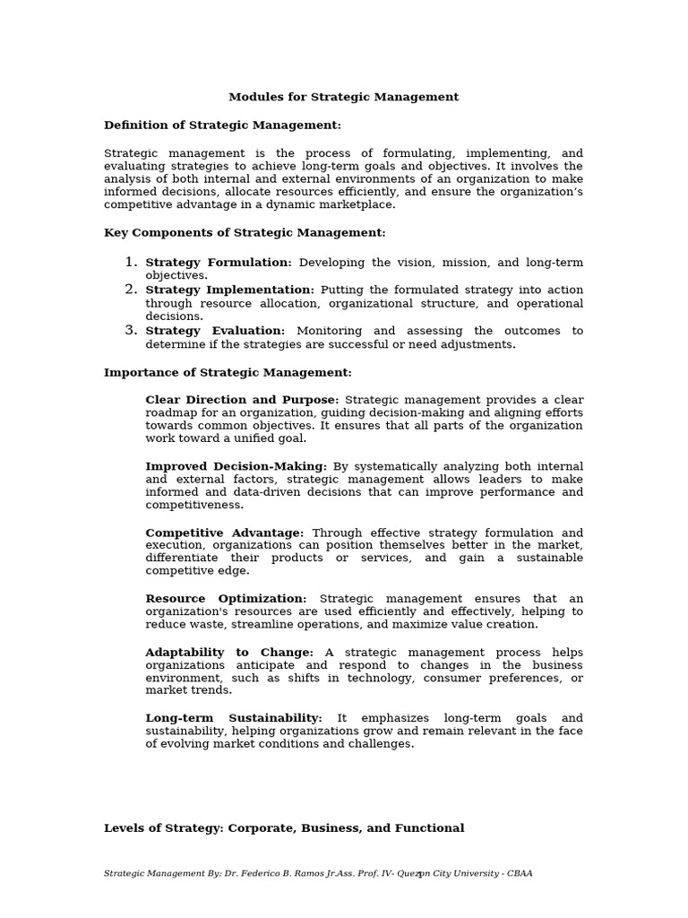 Strategic Management Overview and Models | PDF | Strategic Management ...