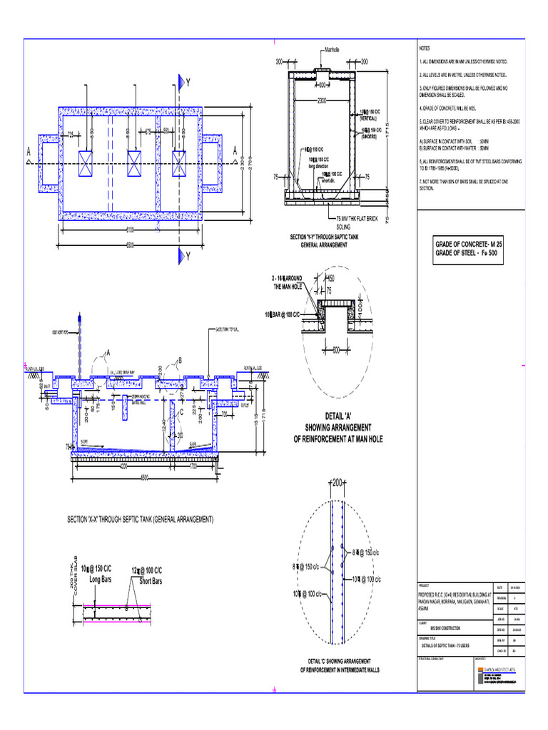 Septic Tank Design for 75 Users | PDF | Structural Engineering | Civil ...