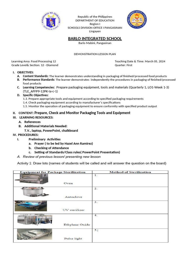 Co1 First Quarter Lesson Plan 2023-2024 | PDF | Lesson Plan | Learning