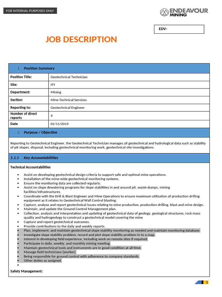 Geotechnical Technician Job Description | PDF | Geotechnical ...