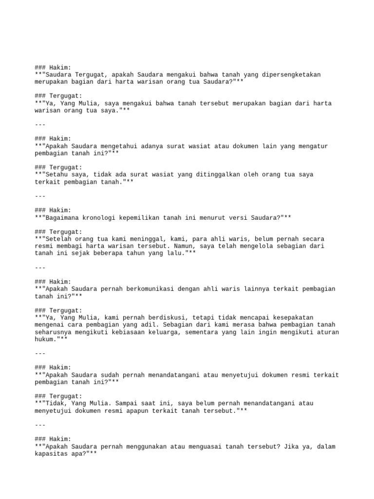 Pengakuan Tergugat dalam Sengketa Warisan | PDF