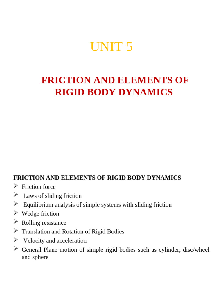 Friction in Rigid Body Dynamics | PDF | Friction | Force