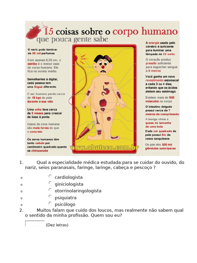 15 coisas sobre o corpo humano | PDF