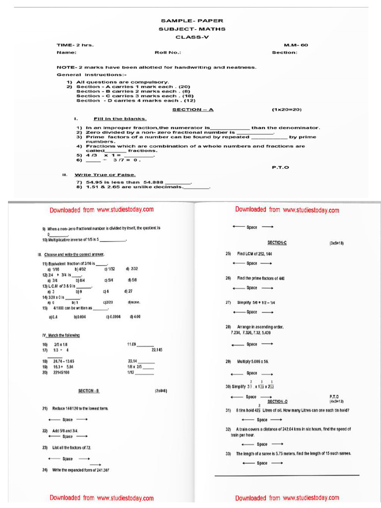 Dquestion Paper 5TH-1 | PDF
