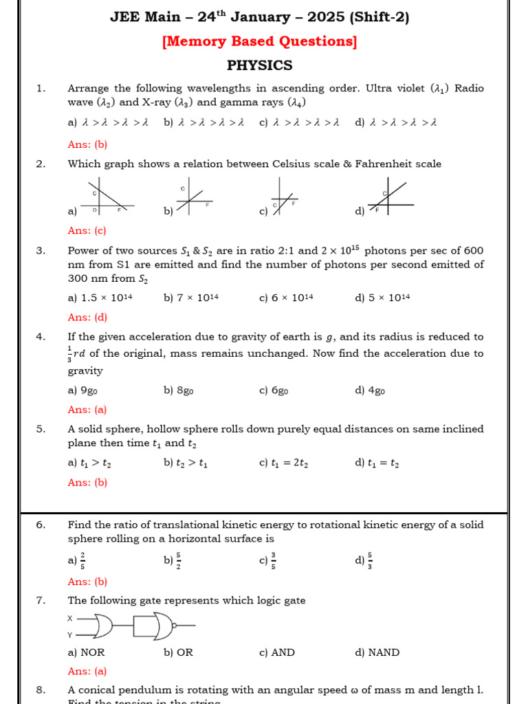 JEE Main 2025 Physics Chemistry Math Questions | PDF | Ion | Chemistry