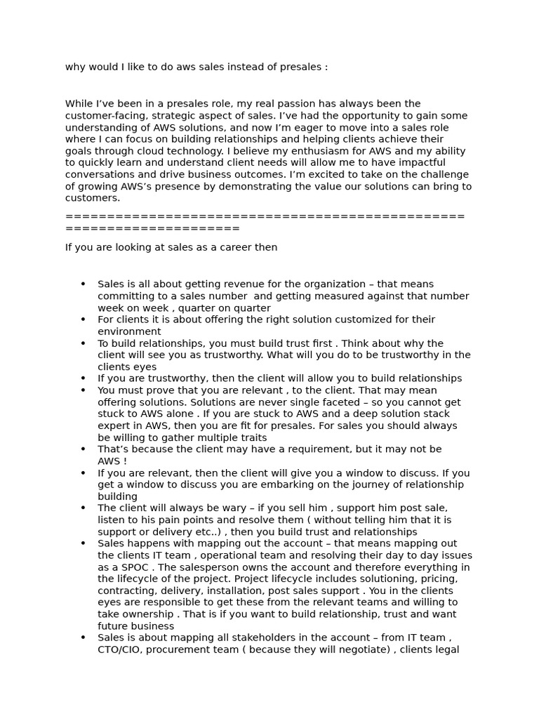 Sales 101 and response | PDF