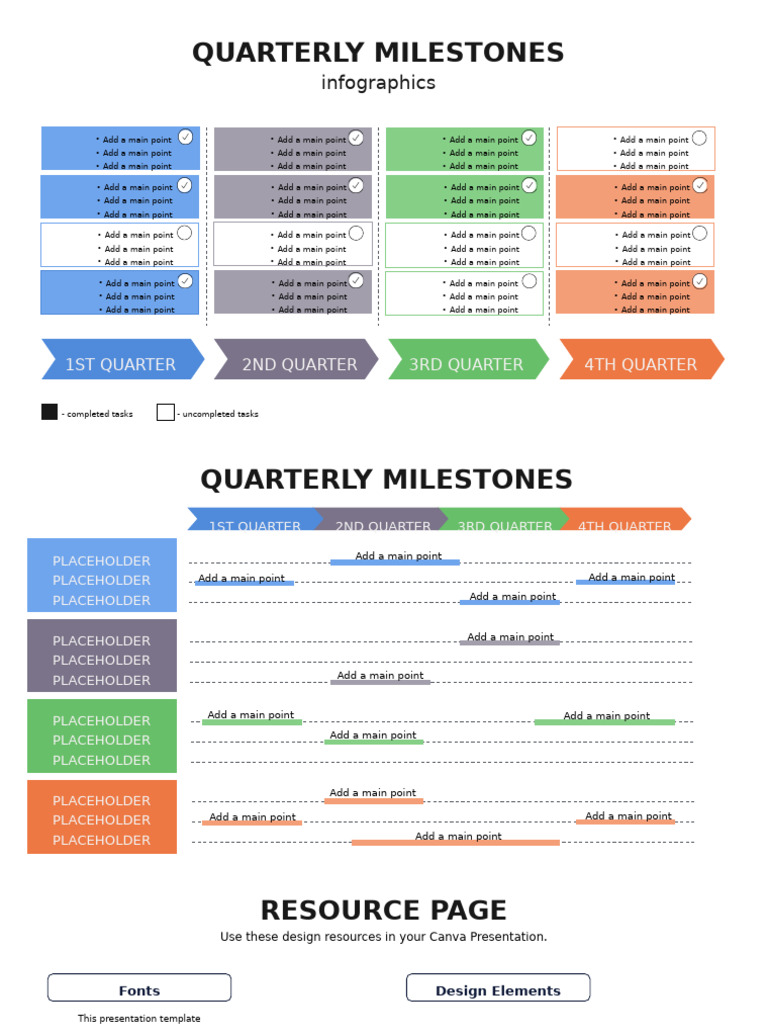 Template Forquarterly Milestones Infographics | PDF