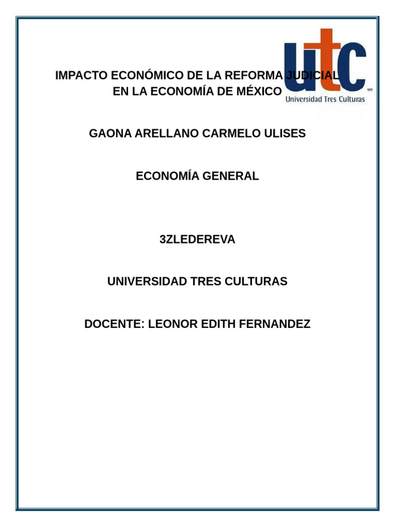Impacto Económico de La Reforma Judicial en La Economía de México | PDF ...