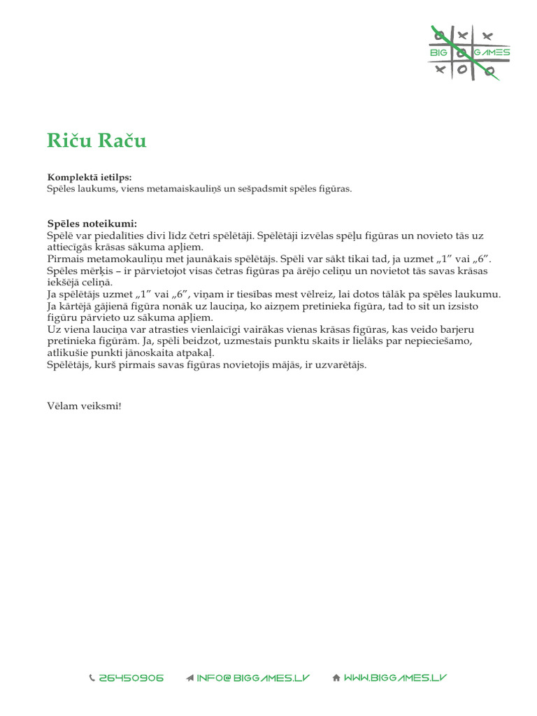 Speles Ricu Racu Noteikumi-1 | PDF