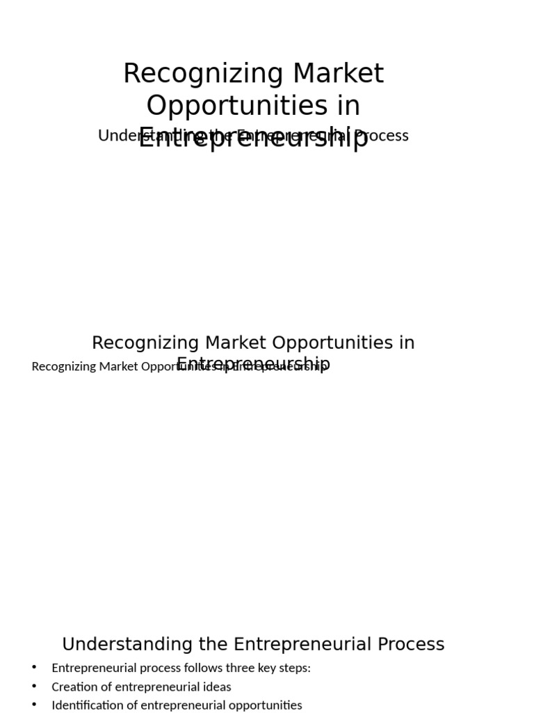 Market Opportunities in Entrepreneurship | PDF | Entrepreneurship ...